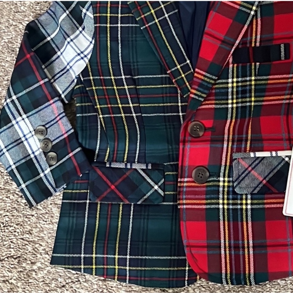 NWT Classic Prep Kids Plaid Patchwork Blazer – Holiday Tartan - Picture 2 of 7